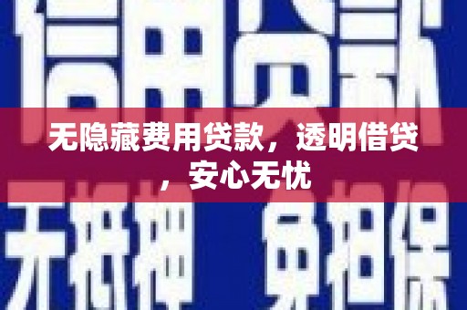玉树无隐藏费用贷款，透明借贷，安心无忧