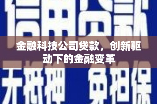 玉树金融科技公司贷款，创新驱动下的金融变革