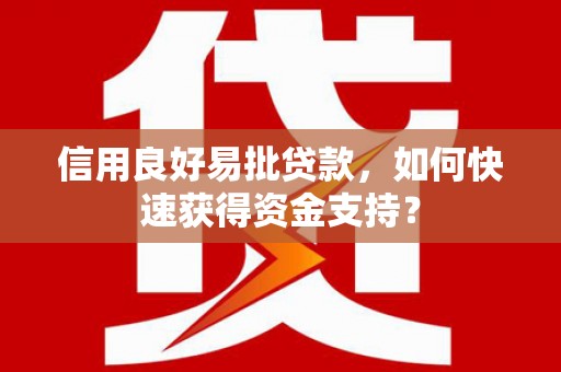 玉树信用良好易批贷款，如何快速获得资金支持？