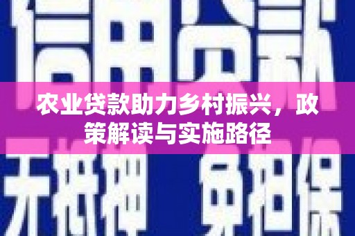玉树农业贷款助力乡村振兴，政策解读与实施路径