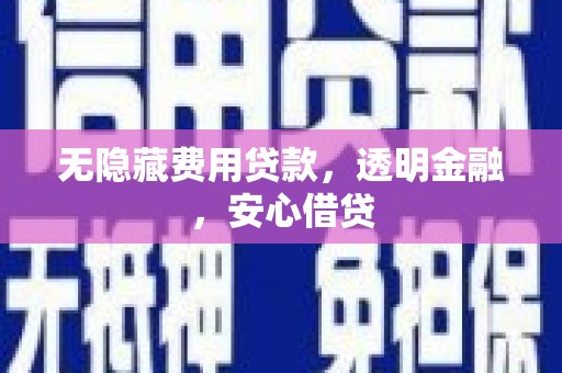 玉树无隐藏费用贷款，透明金融，安心借贷