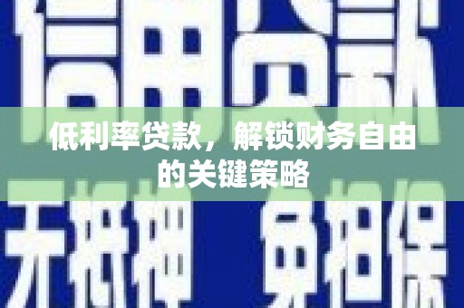 玉树低利率贷款，解锁财务自由的关键策略
