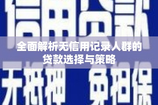 玉树全面解析无信用记录人群的贷款选择与策略