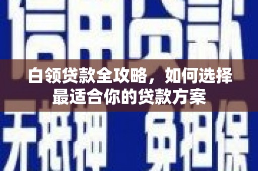 玉树白领贷款全攻略，如何选择最适合你的贷款方案